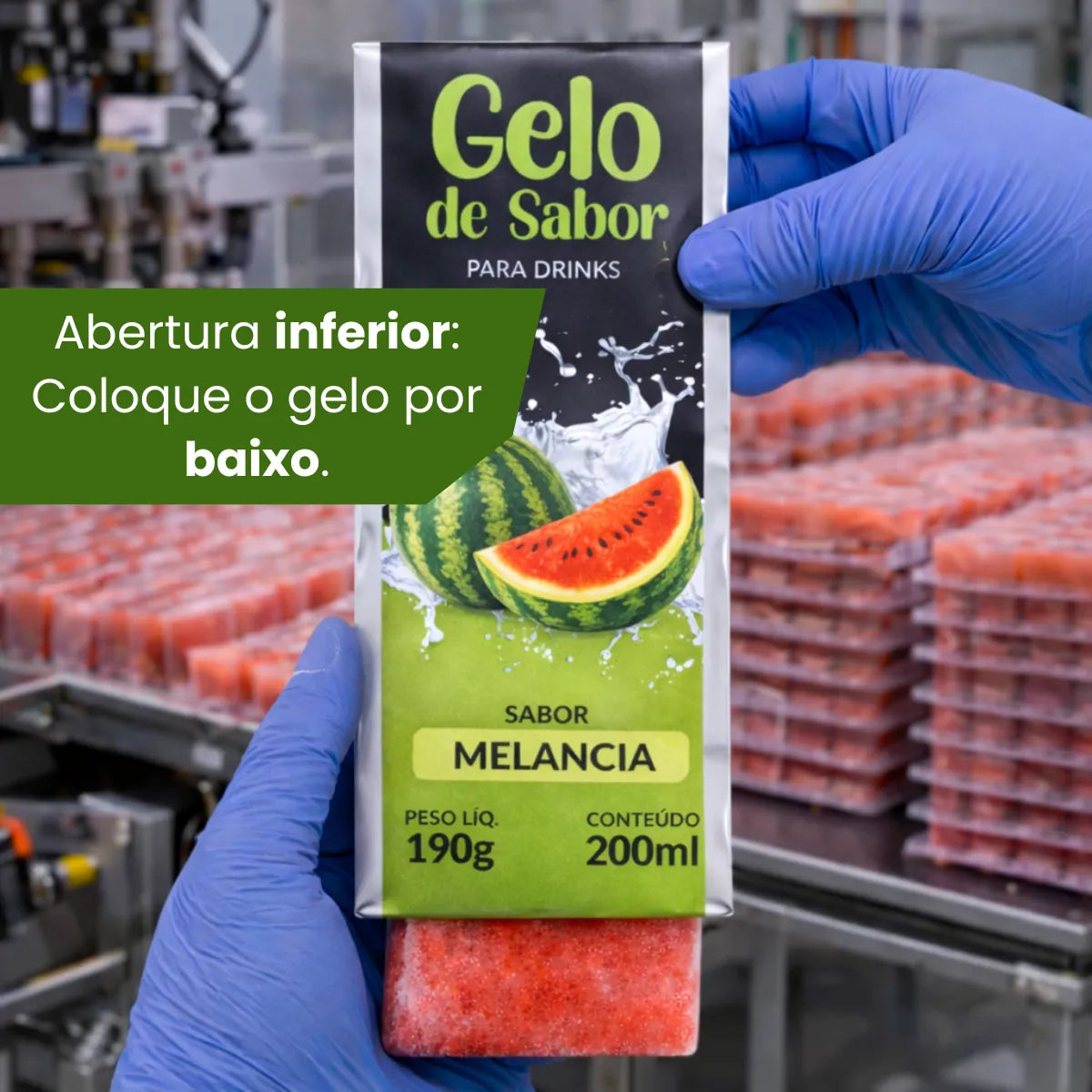 Embalagem para Gelo de Saborizado - Sabor Melancia