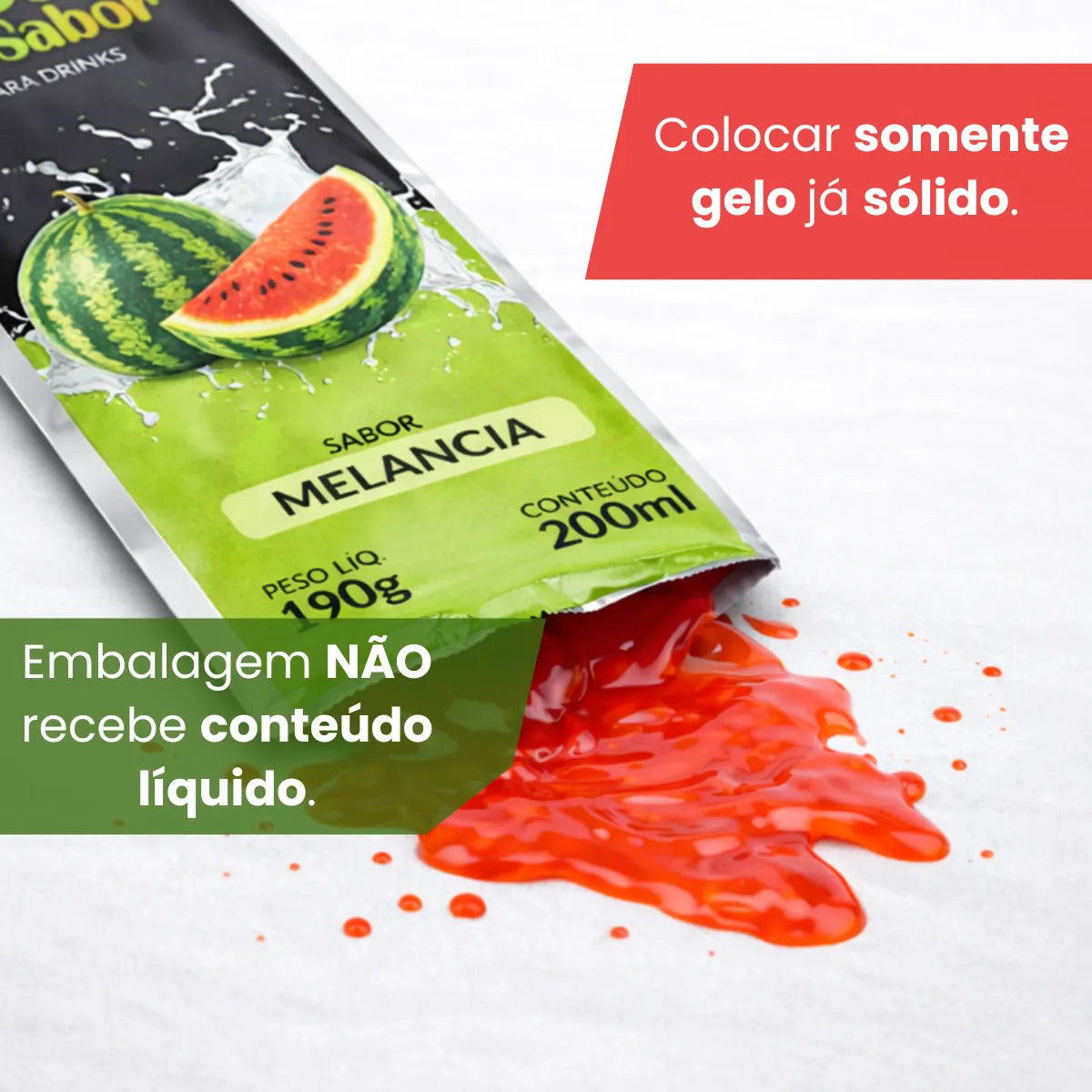 Embalagem para Gelo de Saborizado - Sabor Melancia